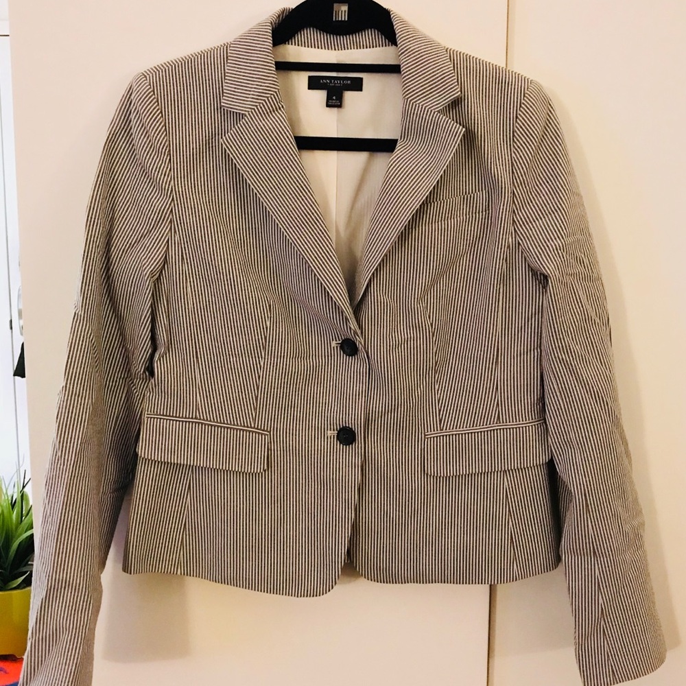 Ann Taylor blue and white stripes blazer